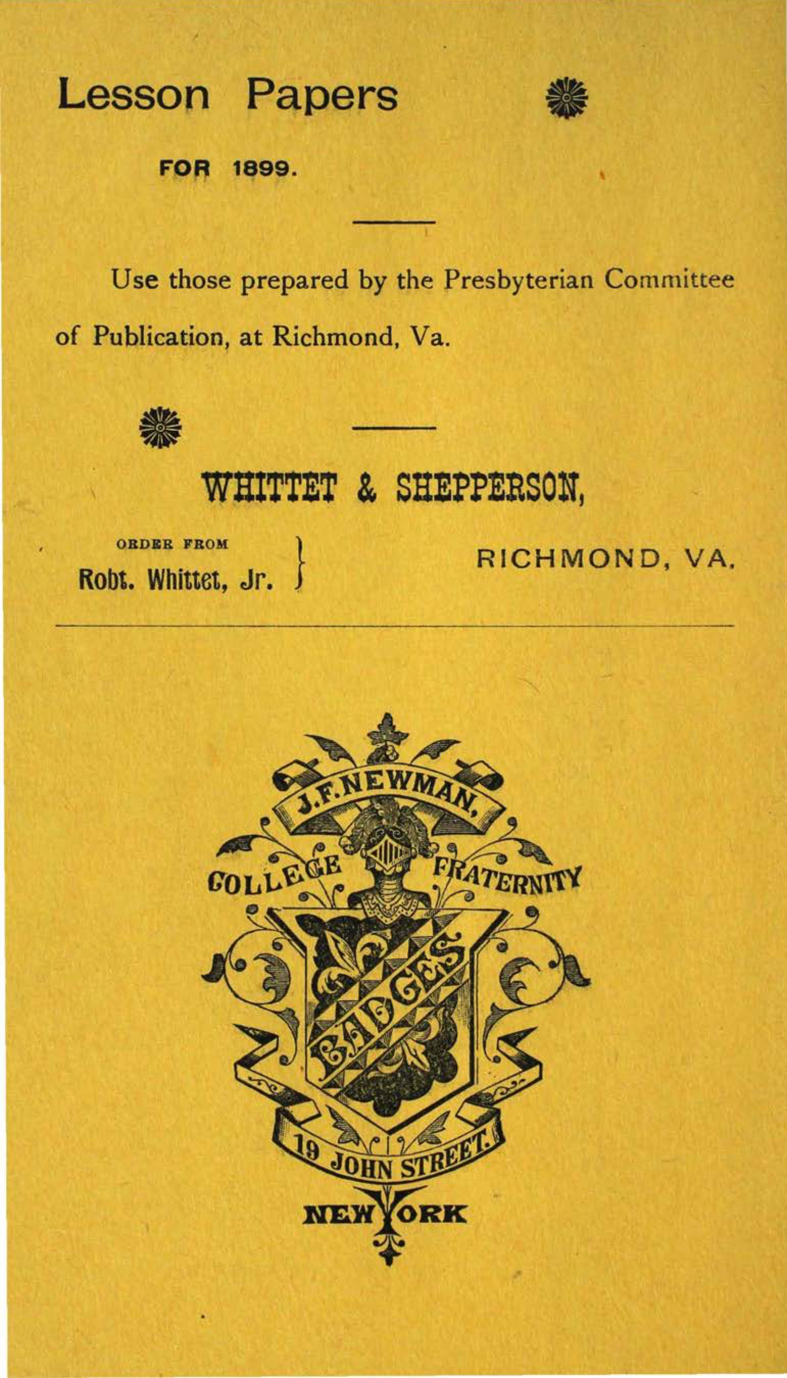 J. F. Newman Advertisement, April 1900